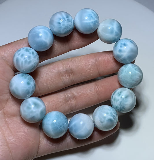 AAA Natural Authentic Dominican Larimar Bracelet,Gems Jewelry,Gems Bracelet,18mm Bracelet,Crystal Bracelet ET1162