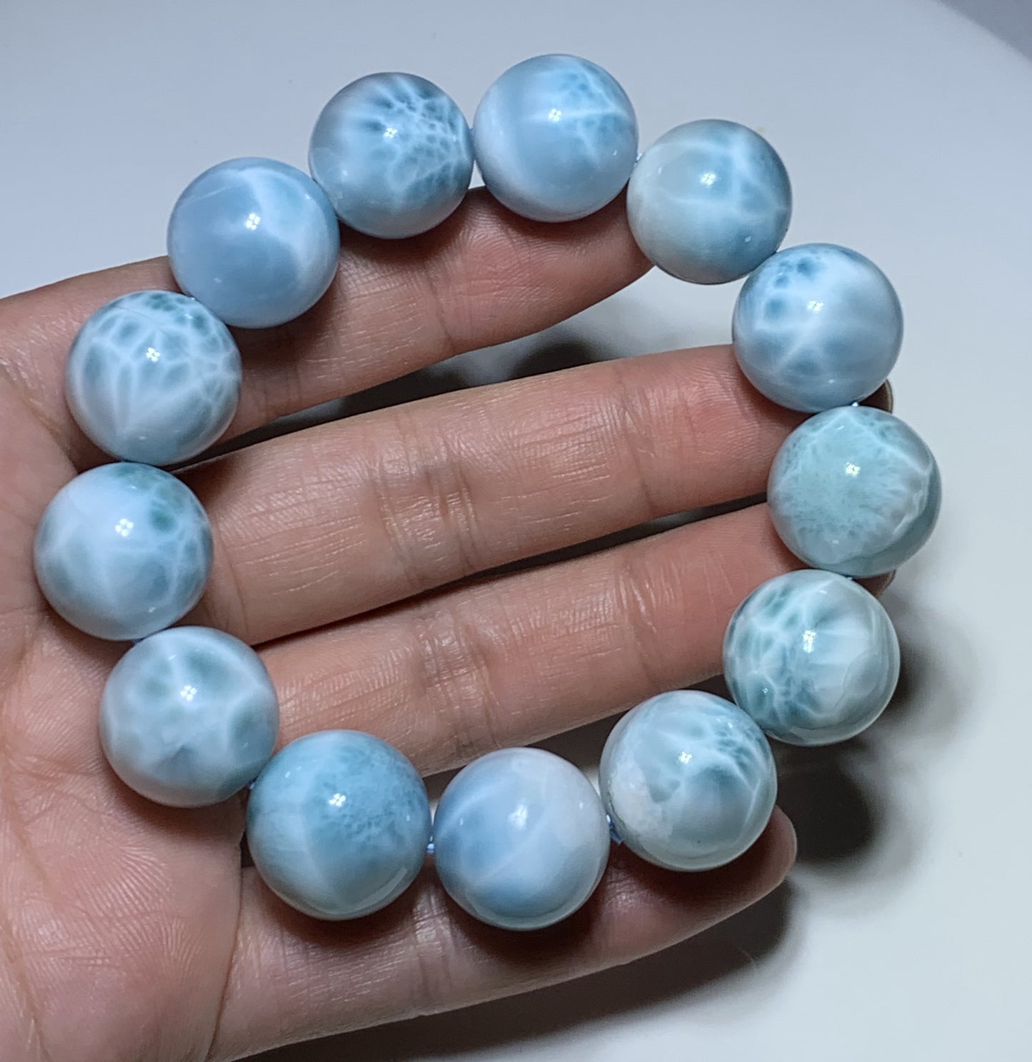 AAA Natural Authentic Dominican Larimar Bracelet,Gems Jewelry,Gems Bracelet,18mm Bracelet,Crystal Bracelet ET1162