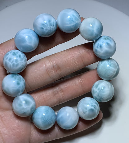 AAA Natural Authentic Dominican Larimar Bracelet,Gems Jewelry,Gems Bracelet,18mm Bracelet,Crystal Bracelet ET1162