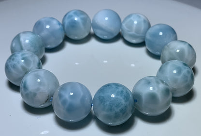 AAA Natural Authentic Dominican Larimar Bracelet,Gems Jewelry,Gems Bracelet,18mm Bracelet,Crystal Bracelet ET1162