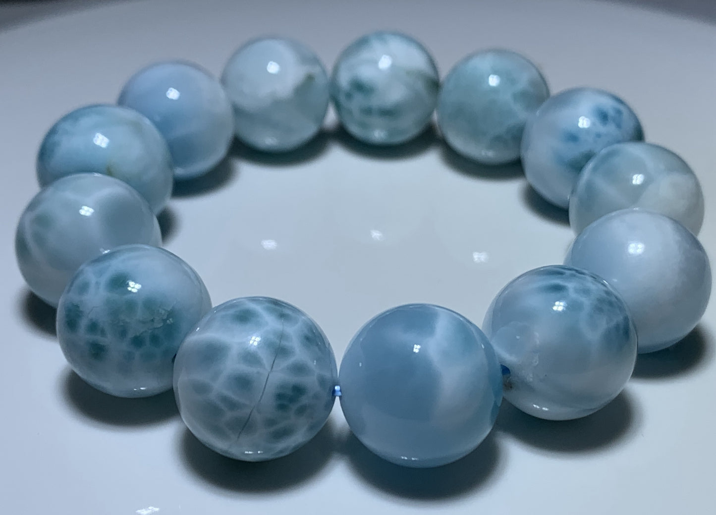 AAA Natural Authentic Dominican Larimar Bracelet,Gems Jewelry,Gems Bracelet,18mm Bracelet,Crystal Bracelet ET1162