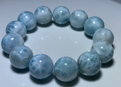 AAA Natural Authentic Dominican Larimar Bracelet,Gems Jewelry,Gems Bracelet,18mm Bracelet,Crystal Bracelet ET1162