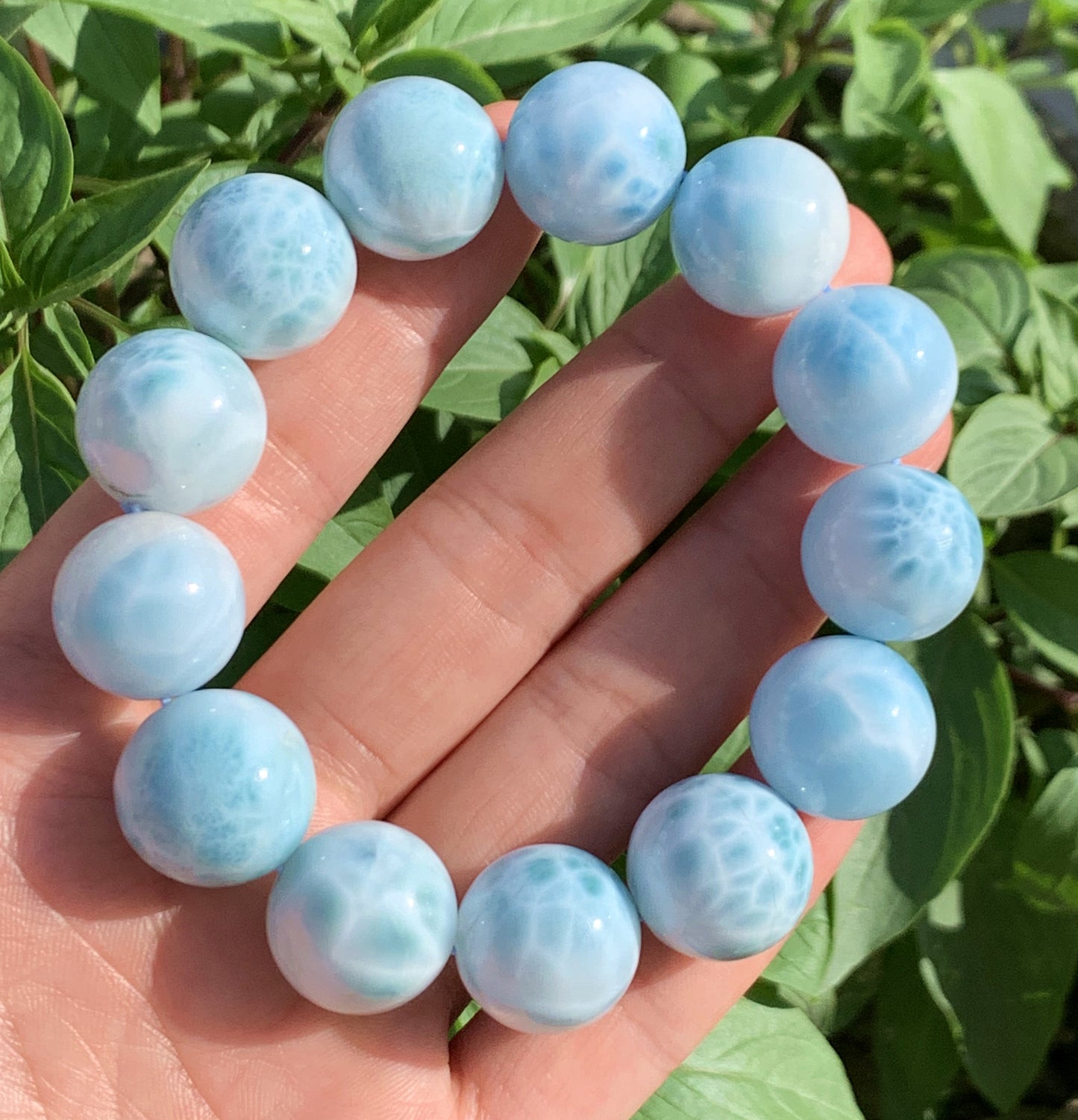 AAA Natural Authentic Dominican Larimar Bracelet,Gems Jewelry,Gems Bracelet,18mm Bracelet,Crystal Bracelet ET1162