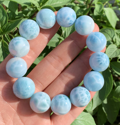 AAA Natural Authentic Dominican Larimar Bracelet,Gems Jewelry,Gems Bracelet,18mm Bracelet,Crystal Bracelet ET1162