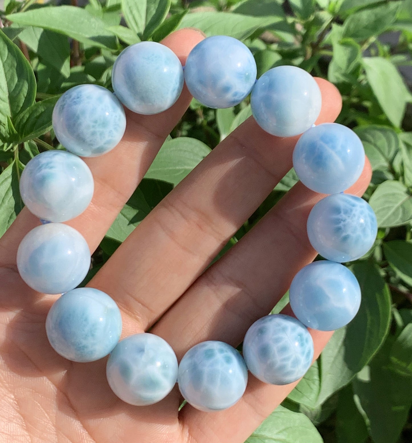 AAA Natural Authentic Dominican Larimar Bracelet,Gems Jewelry,Gems Bracelet,18mm Bracelet,Crystal Bracelet ET1162