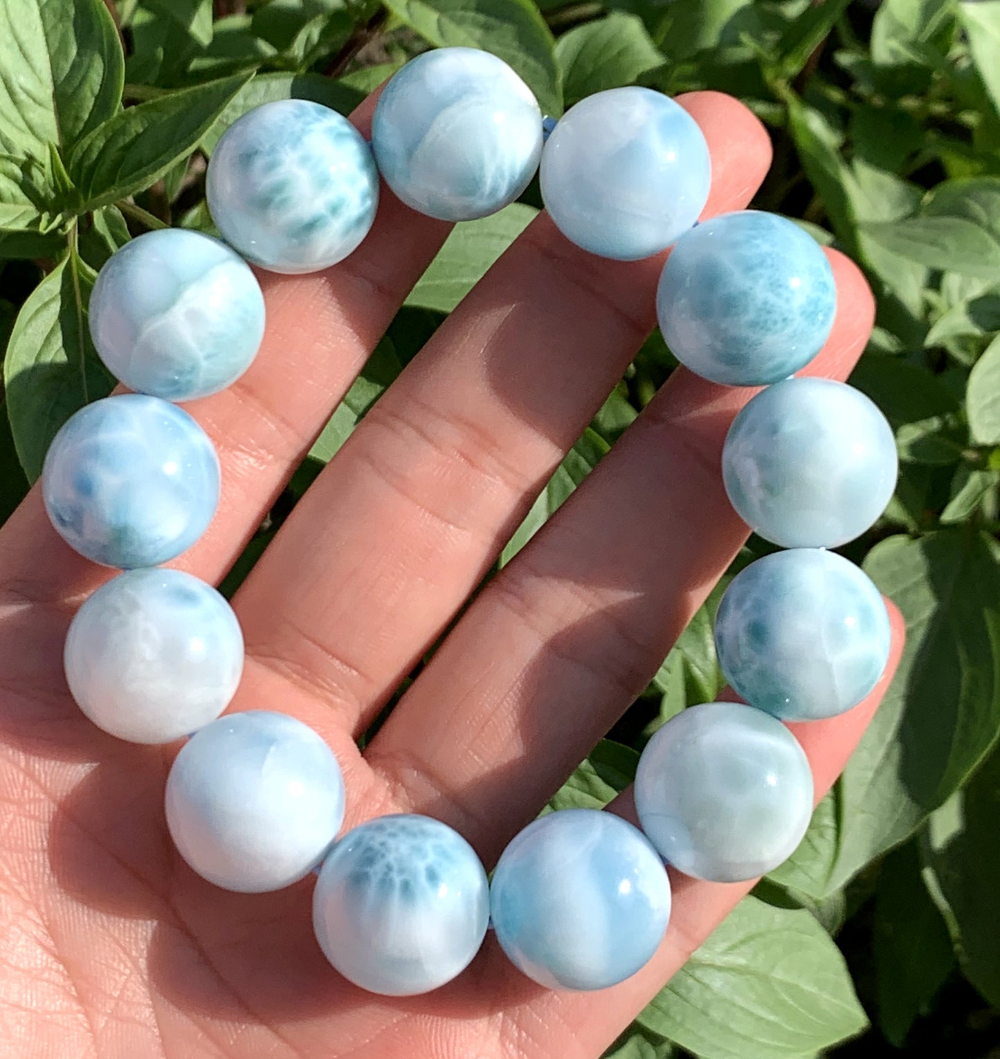 AAA Natural Authentic Dominican Larimar Bracelet,Gems Jewelry,Gems Bracelet,18mm Bracelet,Crystal Bracelet ET1162