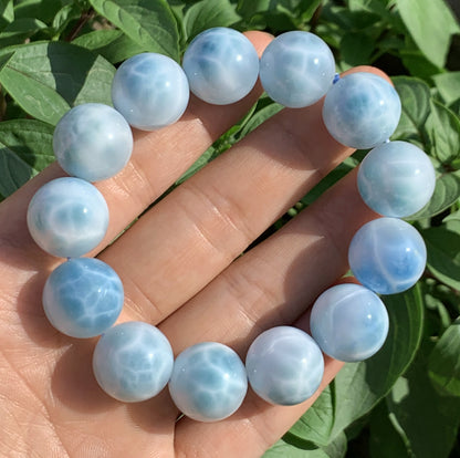 AAA+ Natural Authentic Dominican Larimar Bracelet,Gems Jewelry,Gems Bracelet,Crystal Bracelet,ET794