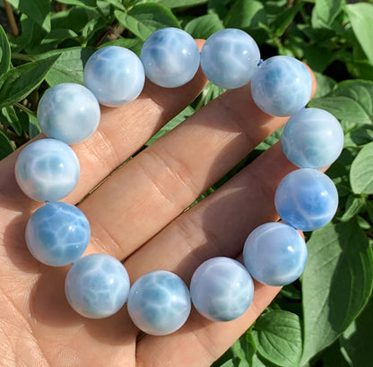 AAA+ Natural Authentic Dominican Larimar Bracelet,Gems Jewelry,Gems Bracelet,Crystal Bracelet,ET794