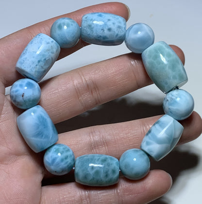 AAA Natural Authentic Dominican Larimar Bracelet,Gems Jewelry,Gems Bracelet,Crystal Bracelet ET904