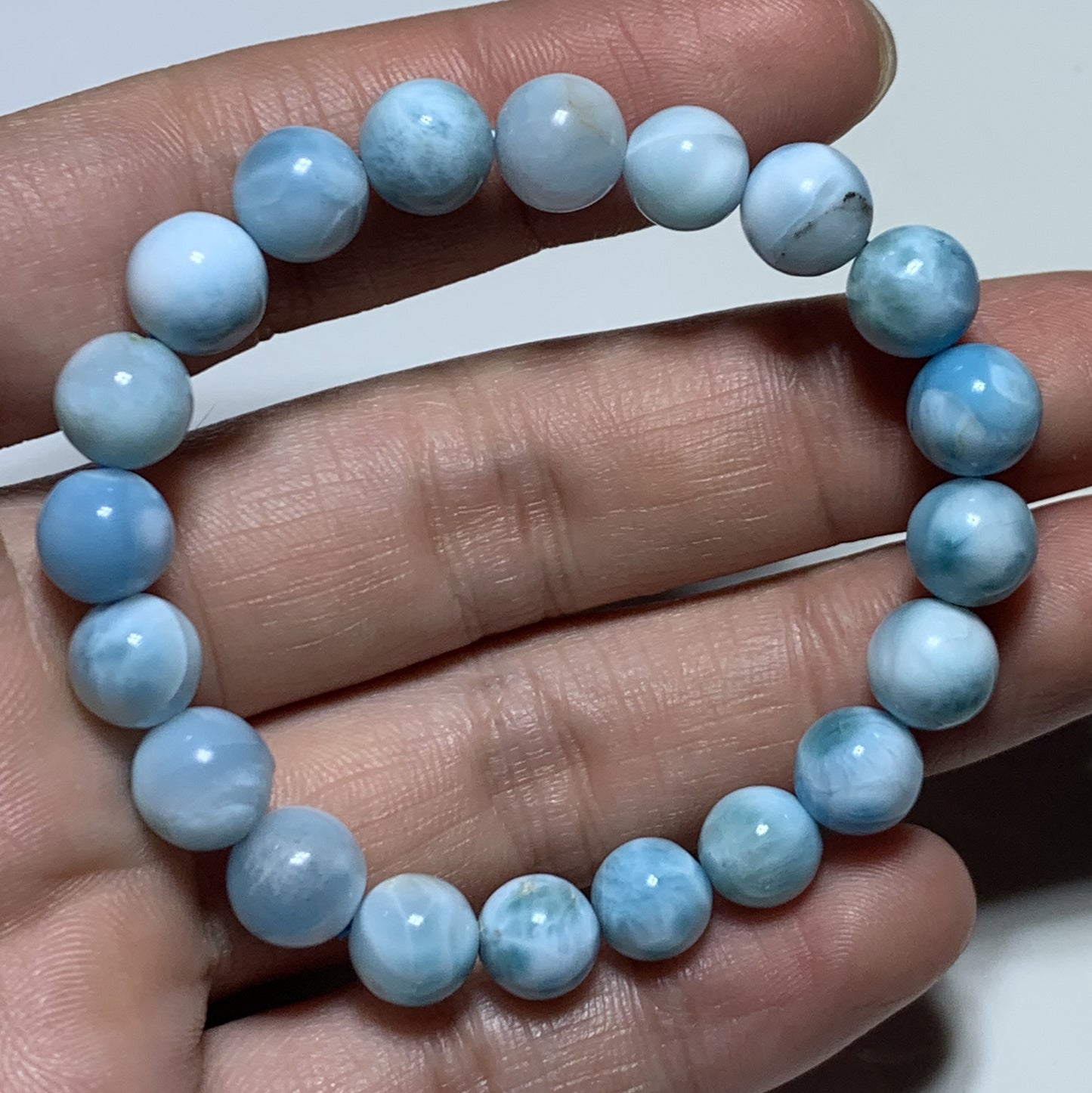 AA+ Natural Authentic Dominican Larimar Bracelet,Gems Jewelry,Gems Bracelet,14.9mm Bracelet,Crystal Bracelet ET1158