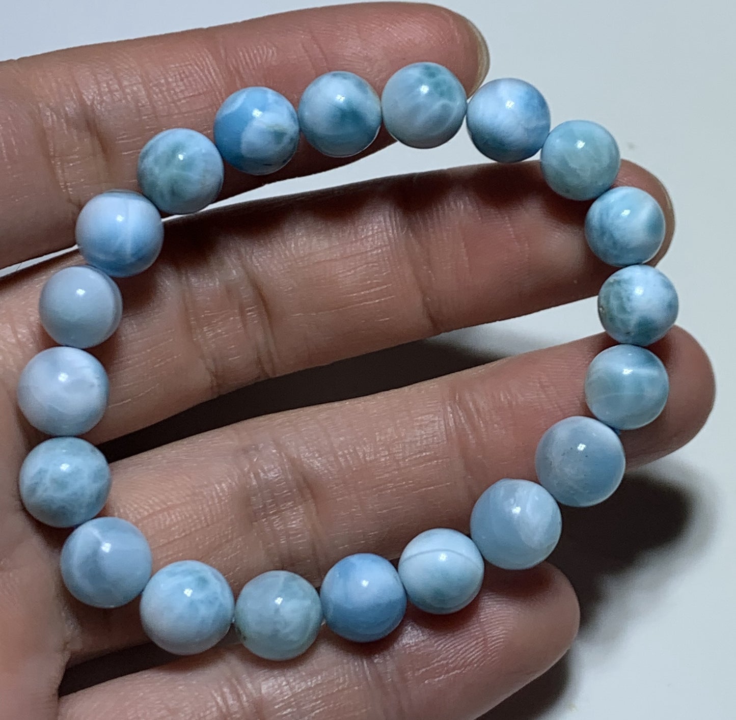 AA+ Natural Authentic Dominican Larimar Bracelet,Gems Jewelry,Gems Bracelet,14.9mm Bracelet,Crystal Bracelet ET1158