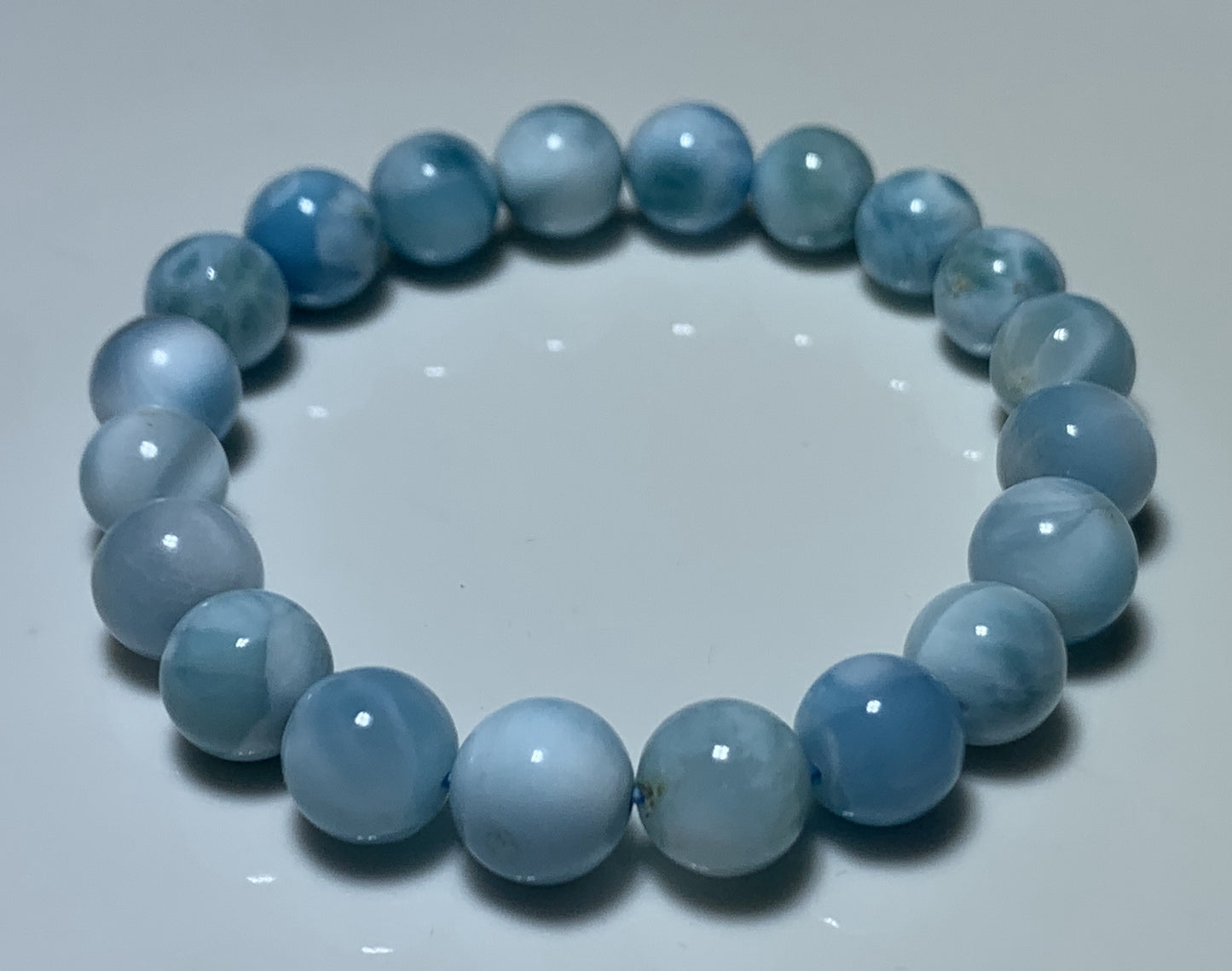 AA+ Natural Authentic Dominican Larimar Bracelet,Gems Jewelry,Gems Bracelet,14.9mm Bracelet,Crystal Bracelet ET1158