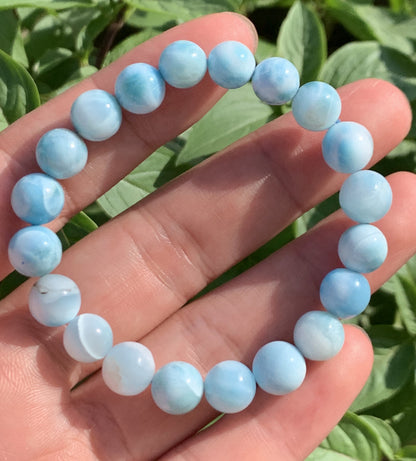 AA+ Natural Authentic Dominican Larimar Bracelet,Gems Jewelry,Gems Bracelet,14.9mm Bracelet,Crystal Bracelet ET1158