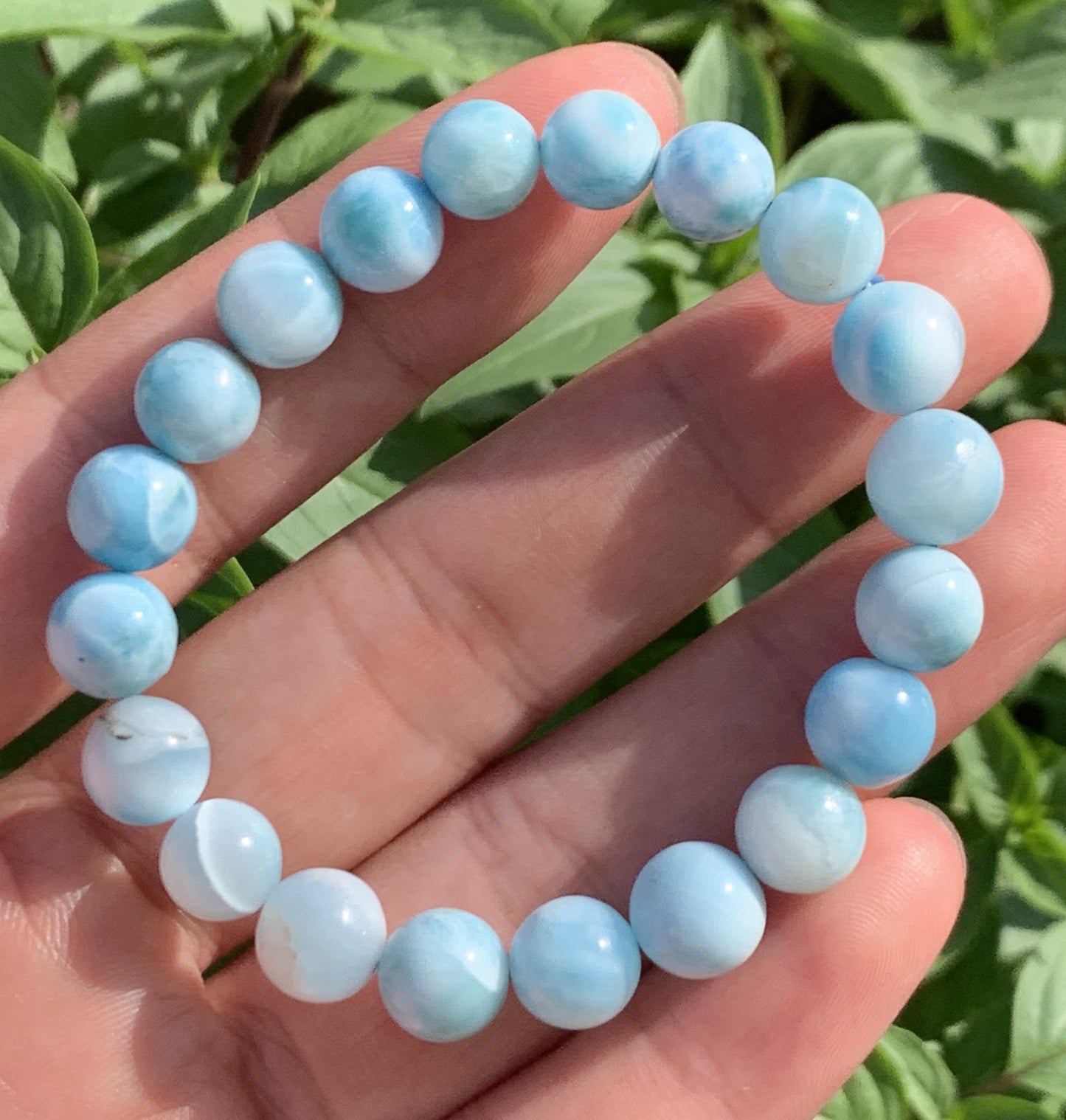 AA+ Natural Authentic Dominican Larimar Bracelet,Gems Jewelry,Gems Bracelet,14.9mm Bracelet,Crystal Bracelet ET1158