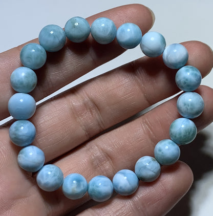 AAA Natural Authentic Dominican Larimar Bracelet,Gems Jewelry,Gems Bracelet,9mm Bracelet,Crystal Bracelet,ET1159