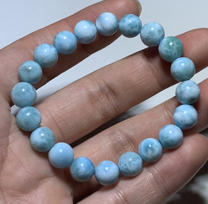 AAA Natural Authentic Dominican Larimar Bracelet,Gems Jewelry,Gems Bracelet,9mm Bracelet,Crystal Bracelet,ET1159