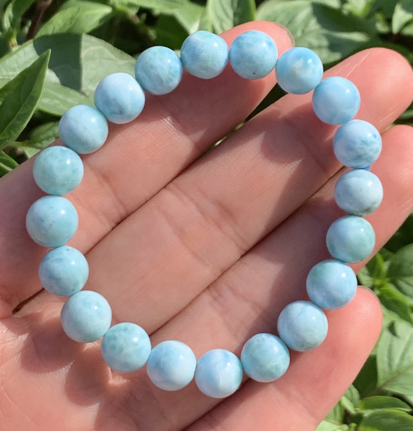 AAA Natural Authentic Dominican Larimar Bracelet,Gems Jewelry,Gems Bracelet,9mm Bracelet,Crystal Bracelet,ET1159