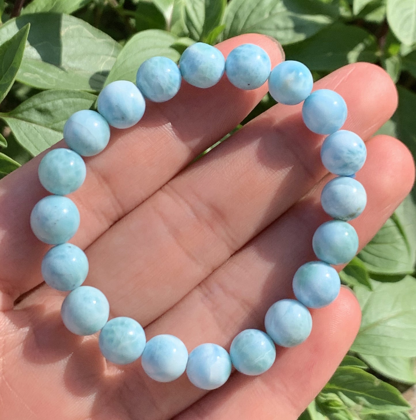 AAA Natural Authentic Dominican Larimar Bracelet,Gems Jewelry,Gems Bracelet,9mm Bracelet,Crystal Bracelet,ET1159