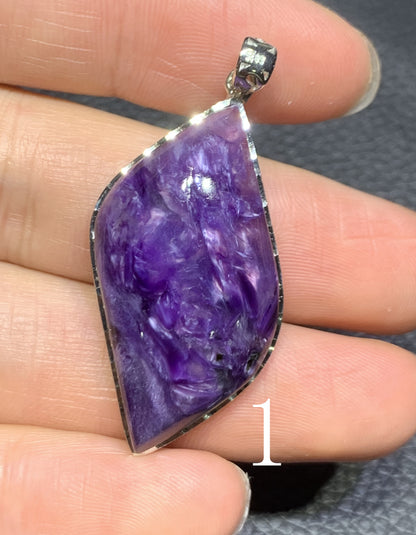 AAAA Natural Russian Charoite Pendant,Pendant Necklace,S925 Natrual Gems Pendant,Handmade Gift,Personalized Gift ET589