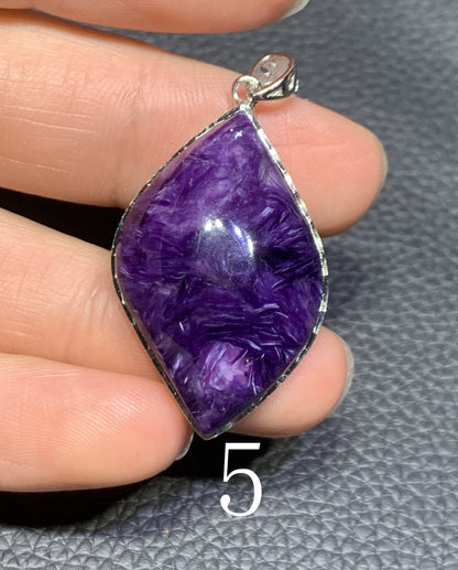 AAAA Natural Russian Charoite Pendant,Pendant Necklace,S925 Natrual Gems Pendant,Handmade Gift,Personalized Gift ET589