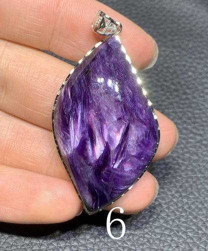 AAAA Natural Russian Charoite Pendant,Pendant Necklace,S925 Natrual Gems Pendant,Handmade Gift,Personalized Gift ET589