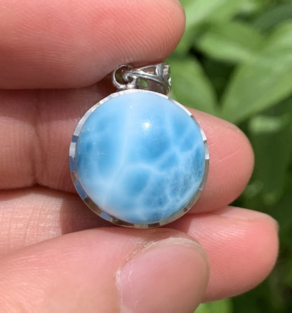 AAAA+ Natural Authentic Dominican Larimar Pendant,Larimar Necklace,Crystal Pendant,Gems Pendant ET684