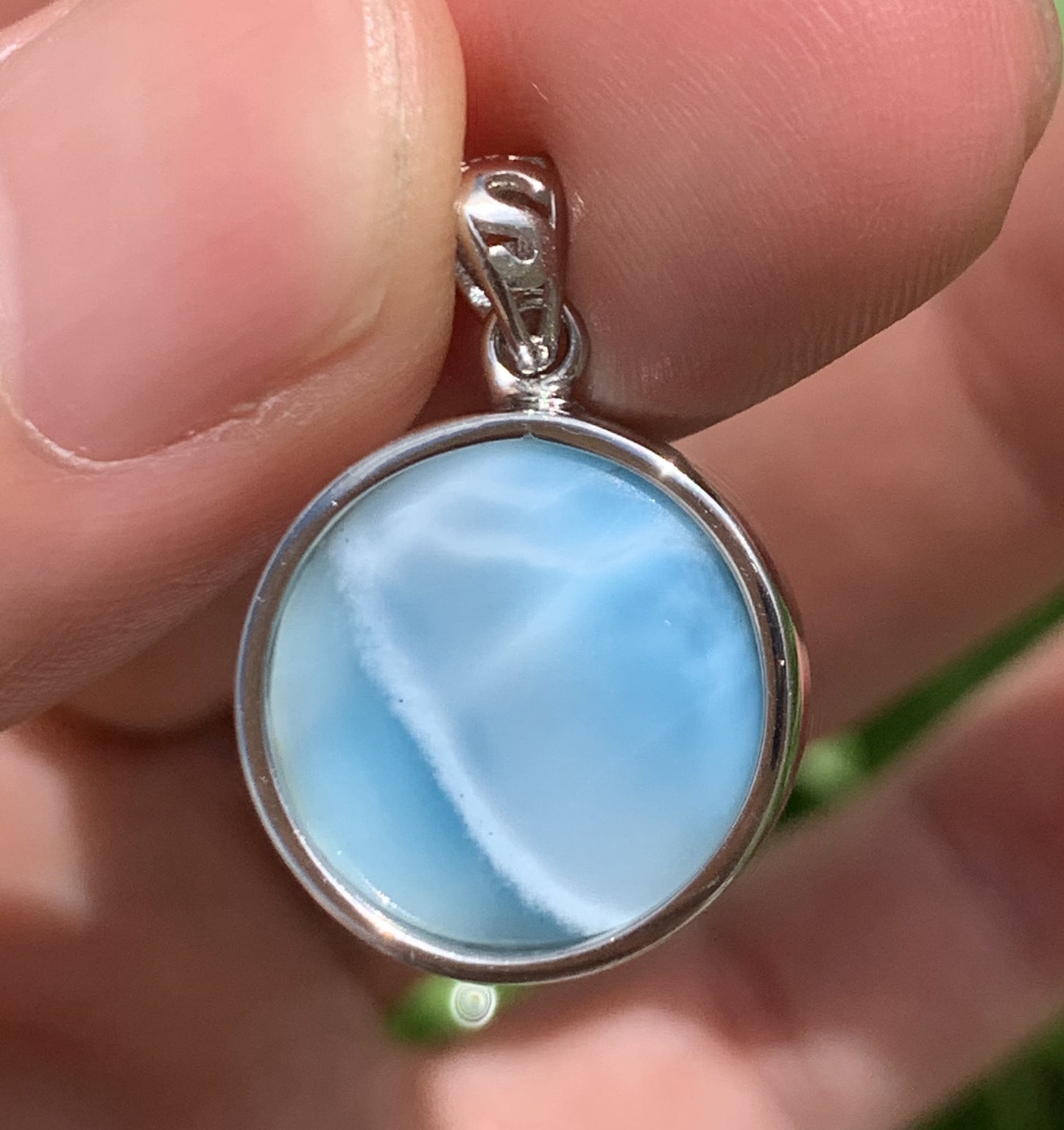 AAAA+ Natural Authentic Dominican Larimar Pendant,Larimar Necklace,Crystal Pendant,Gems Pendant ET684