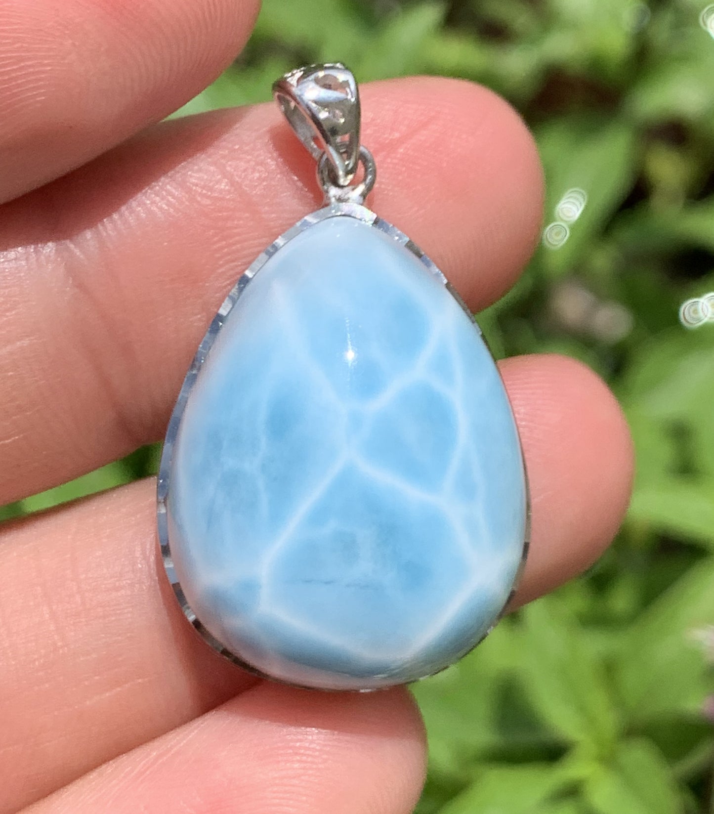 AAA+ Natural Authentic Dominican Larimar Pendant,Gems Jewelry,Gems Pendant,Crystal Pendant ET665