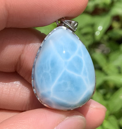 AAA+ Natural Authentic Dominican Larimar Pendant,Gems Jewelry,Gems Pendant,Crystal Pendant ET665