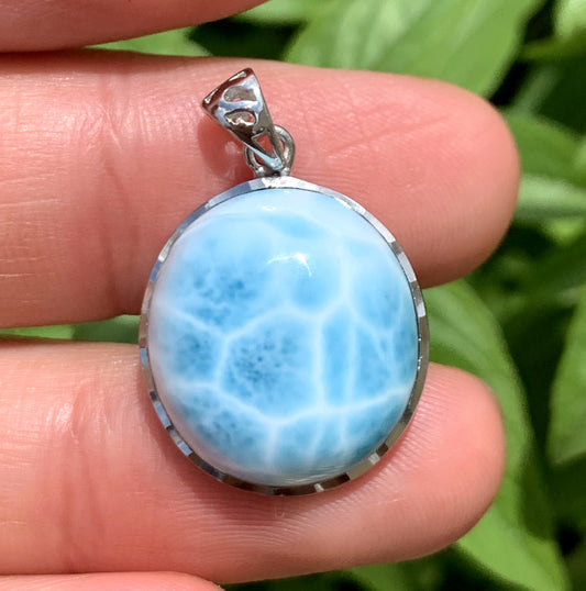 AAAA Natural Authentic Dominican Larimar Pendant,Gems Jewelry,Gems Pendant,Crystal Pendant,ET631