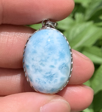 AA++ Natural Authentic Dominican Larimar Pendant,Gems Jewelry,Gems Pendant,Crystal Pendant,ET637