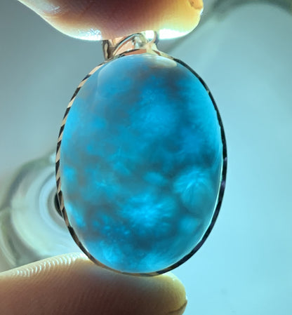 AA++ Natural Authentic Dominican Larimar Pendant,Gems Jewelry,Gems Pendant,Crystal Pendant,ET637