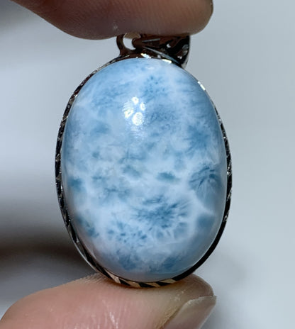 AA++ Natural Authentic Dominican Larimar Pendant,Gems Jewelry,Gems Pendant,Crystal Pendant,ET637