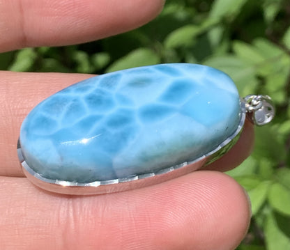 AAA+ Natural Authentic Dominican Larimar Pendant,Gems Jewelry,Gems Pendant,Crystal Pendant,ET655