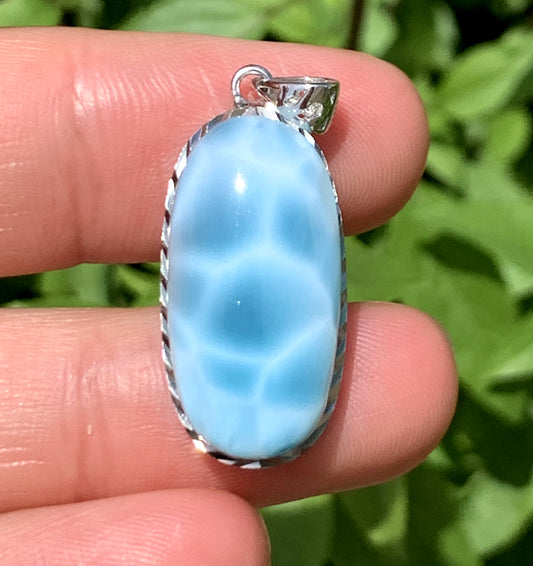 AAAA Natural Authentic Dominican Larimar Pendant,Gems Jewelry,Gems Pendant,Crystal Pendant,ET596