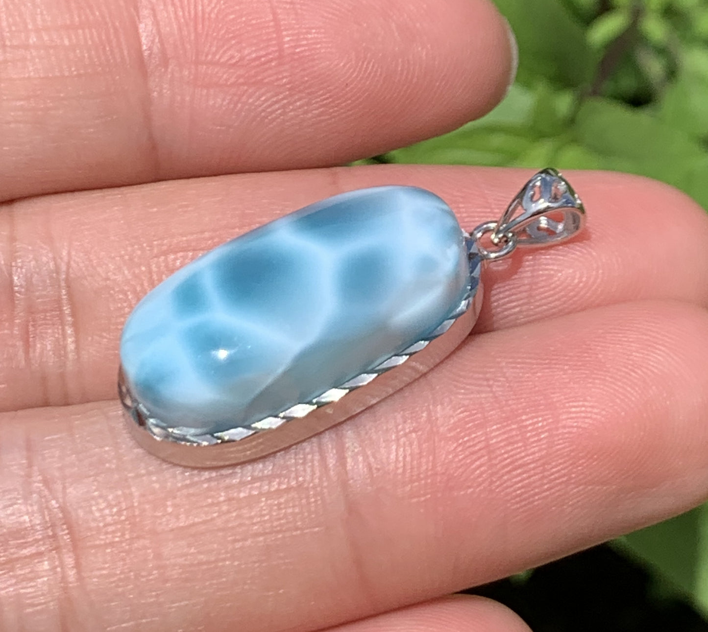 AAAA Natural Authentic Dominican Larimar Pendant,Gems Jewelry,Gems Pendant,Crystal Pendant,ET596