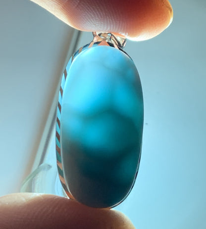 AAAA Natural Authentic Dominican Larimar Pendant,Gems Jewelry,Gems Pendant,Crystal Pendant,ET596