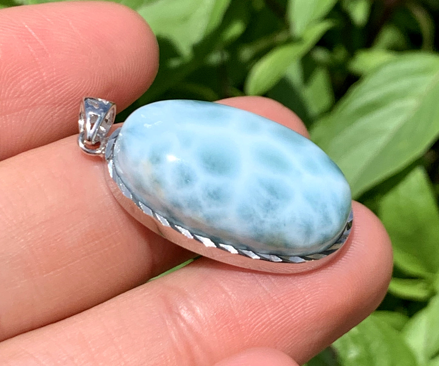 AAA Natural Authentic Dominican Larimar Pendant,Gems Jewelry,Gems Pendant,Crystal Pendant ET669