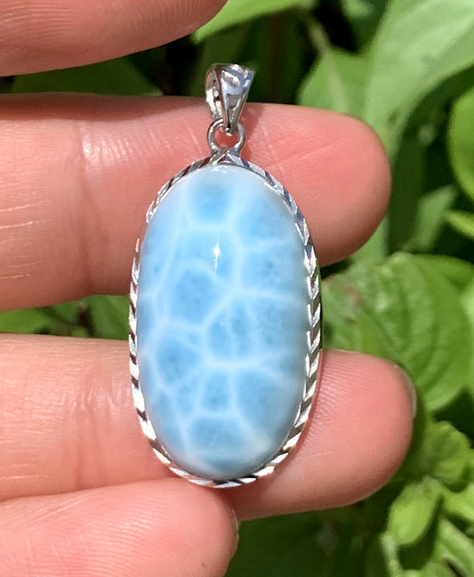 AAAA Natural Authentic Dominican Larimar Pendant,Gems Jewelry,Gems Pendant,Crystal Pendant ET664