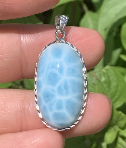 AAAA Natural Authentic Dominican Larimar Pendant,Gems Jewelry,Gems Pendant,Crystal Pendant ET664