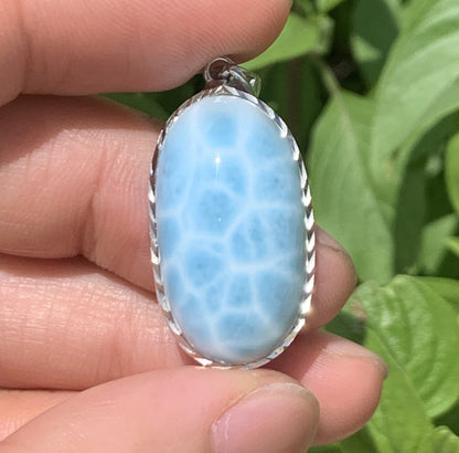 AAAA Natural Authentic Dominican Larimar Pendant,Gems Jewelry,Gems Pendant,Crystal Pendant ET664