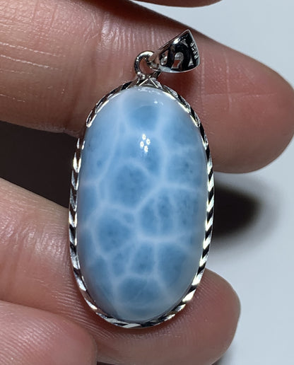AAAA Natural Authentic Dominican Larimar Pendant,Gems Jewelry,Gems Pendant,Crystal Pendant ET664