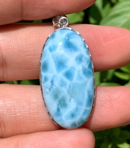 AAA+ Natural Authentic Dominican Larimar Pendant,Gems Jewelry,Gems Pendant,Crystal Pendant ET676