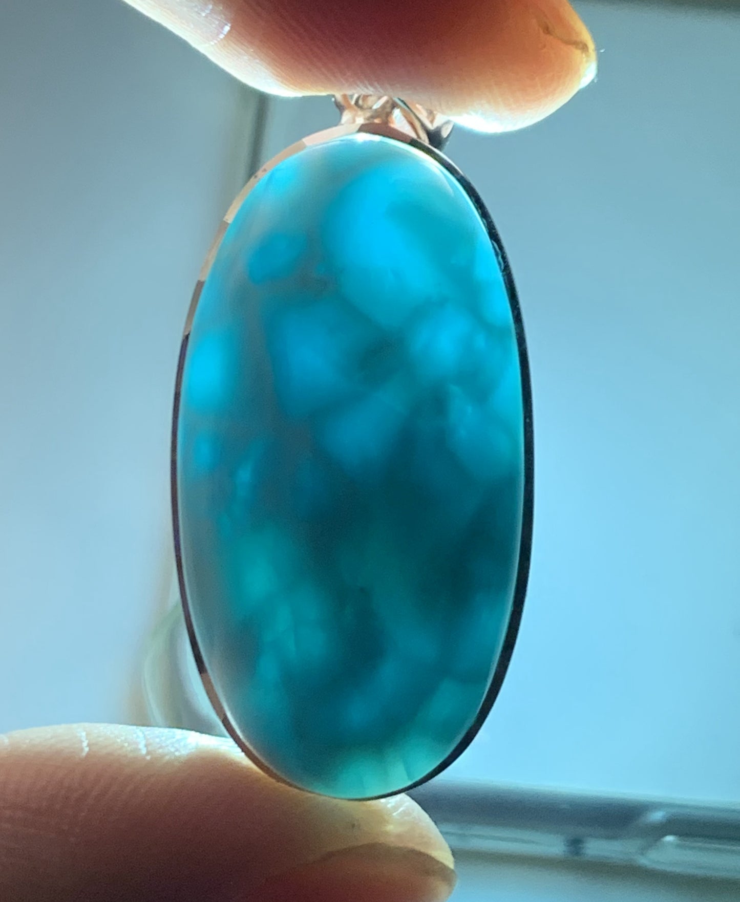 AAA+ Natural Authentic Dominican Larimar Pendant,Gems Jewelry,Gems Pendant,Crystal Pendant ET676