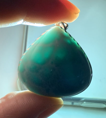 AAA Natural Authentic Dominican Larimar Pendant,Gems Jewelry,Gems Pendant,Crystal Pendant,ET636