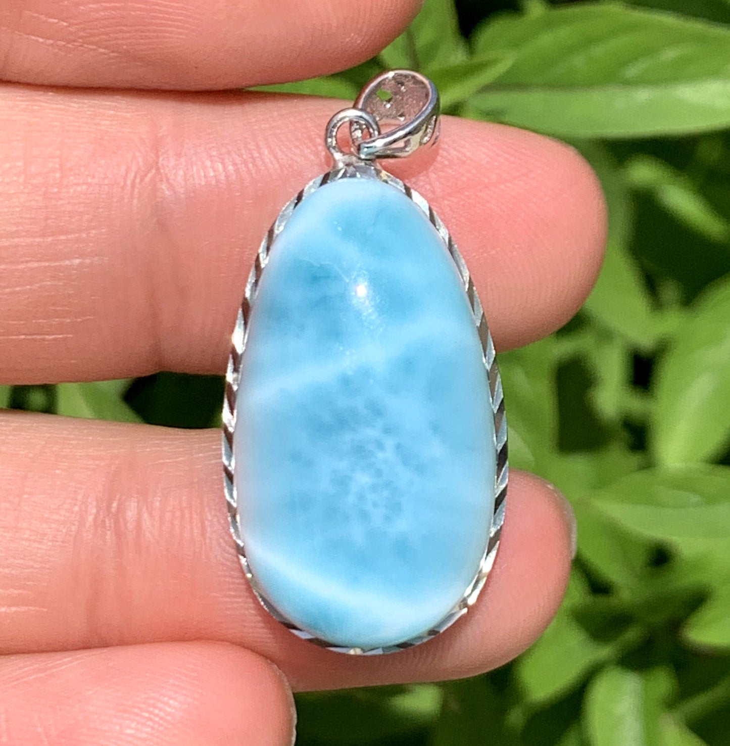 AAA+ Natural Authentic Dominican Larimar Pendant,Gems Jewelry,Gems Pendant,Crystal Pendant ET673