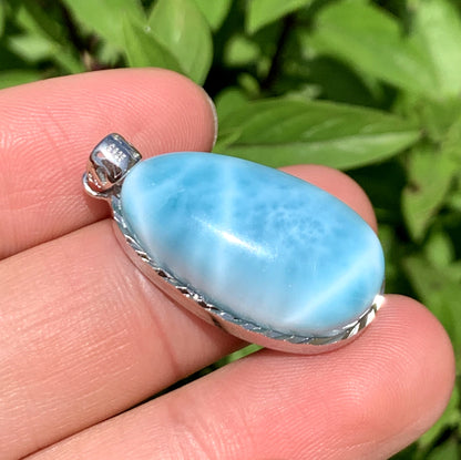 AAA+ Natural Authentic Dominican Larimar Pendant,Gems Jewelry,Gems Pendant,Crystal Pendant ET673