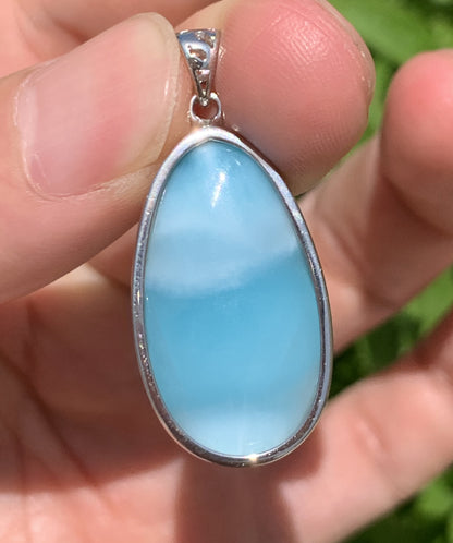 AAA+ Natural Authentic Dominican Larimar Pendant,Gems Jewelry,Gems Pendant,Crystal Pendant ET673