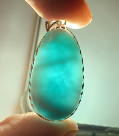 AAA+ Natural Authentic Dominican Larimar Pendant,Gems Jewelry,Gems Pendant,Crystal Pendant ET673