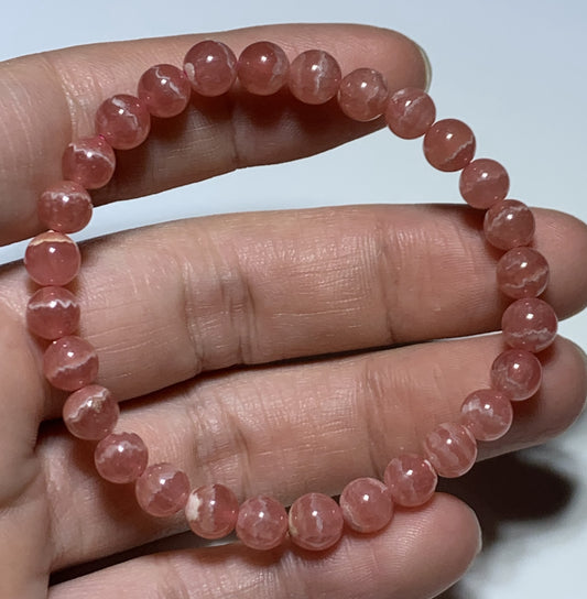 Rhodochrosite Bracelet,AAA++ Natural Authentic Argentina Rhodochrosite Bracelet,Women's Jewelry,Gemstone Bracelet,7mm Bracelt ET1188